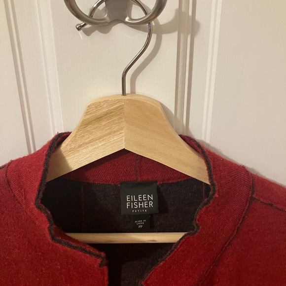 Eileen Fisher Red Coat Cardigan Sweater Duster - Picture 3 of 6